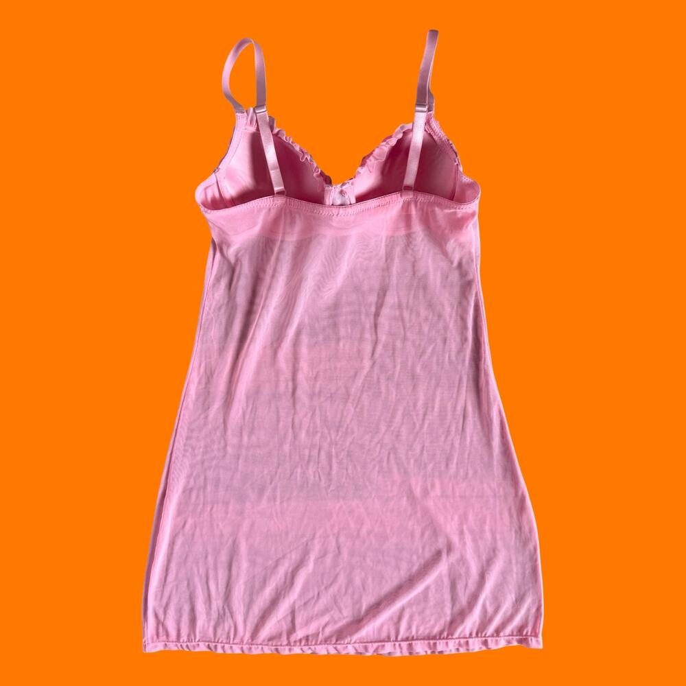 00's vintage baby pink mesh rosette coquette fairy y2k slip dress M rampage - Picture 4 of 8